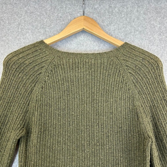 Abercrombie & Fitch Y2K Olive‎ Green Knit Henley Sweater Wool Blend Womens Large - Picture 7 of 10